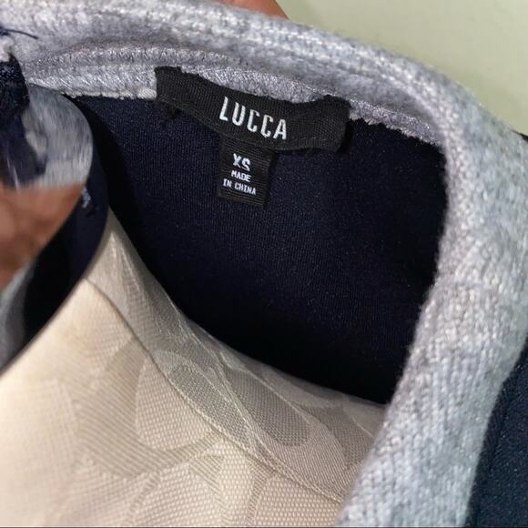 Lucca Anthropologie Pullover Sweatshirt sweater navy blue with grey trim XS - Picture 8 of 9